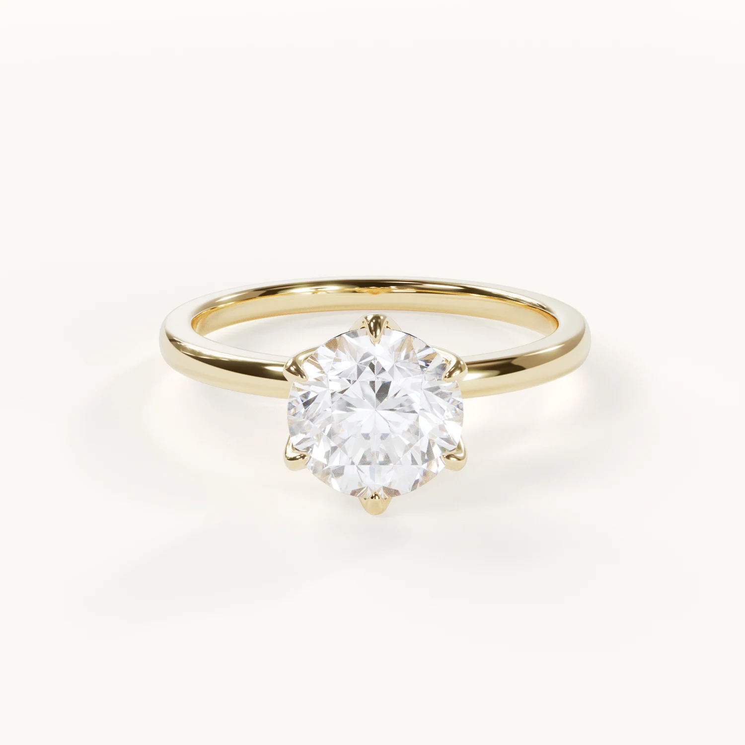 Fleur d’Amour Round-Cut Engagement Ring with Tulip Setting in Yellow Gold, 1.5 ct