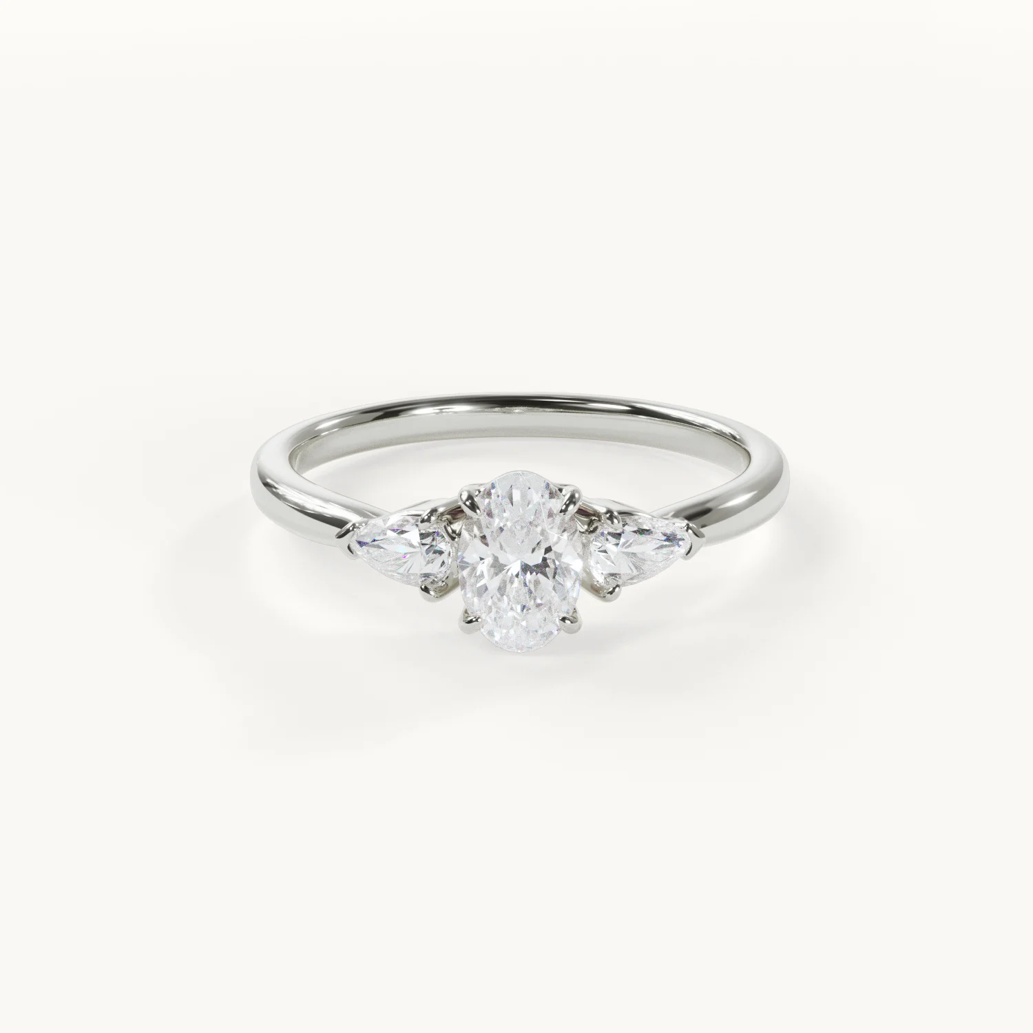 Trinité Royale – Ovaler Trilogie Ring - Weißgold / Platin, 0,5 ct.