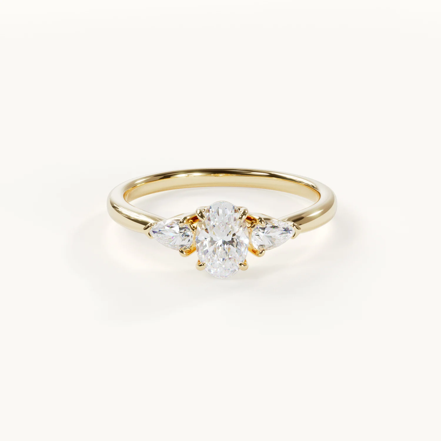 Trinité Royale oval trilogy ring in yellow gold with three stones by Velur