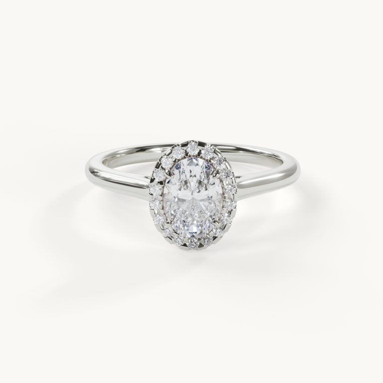 Céleste Amour Oval Halo Engagement Ring, 1 ct, White Gold