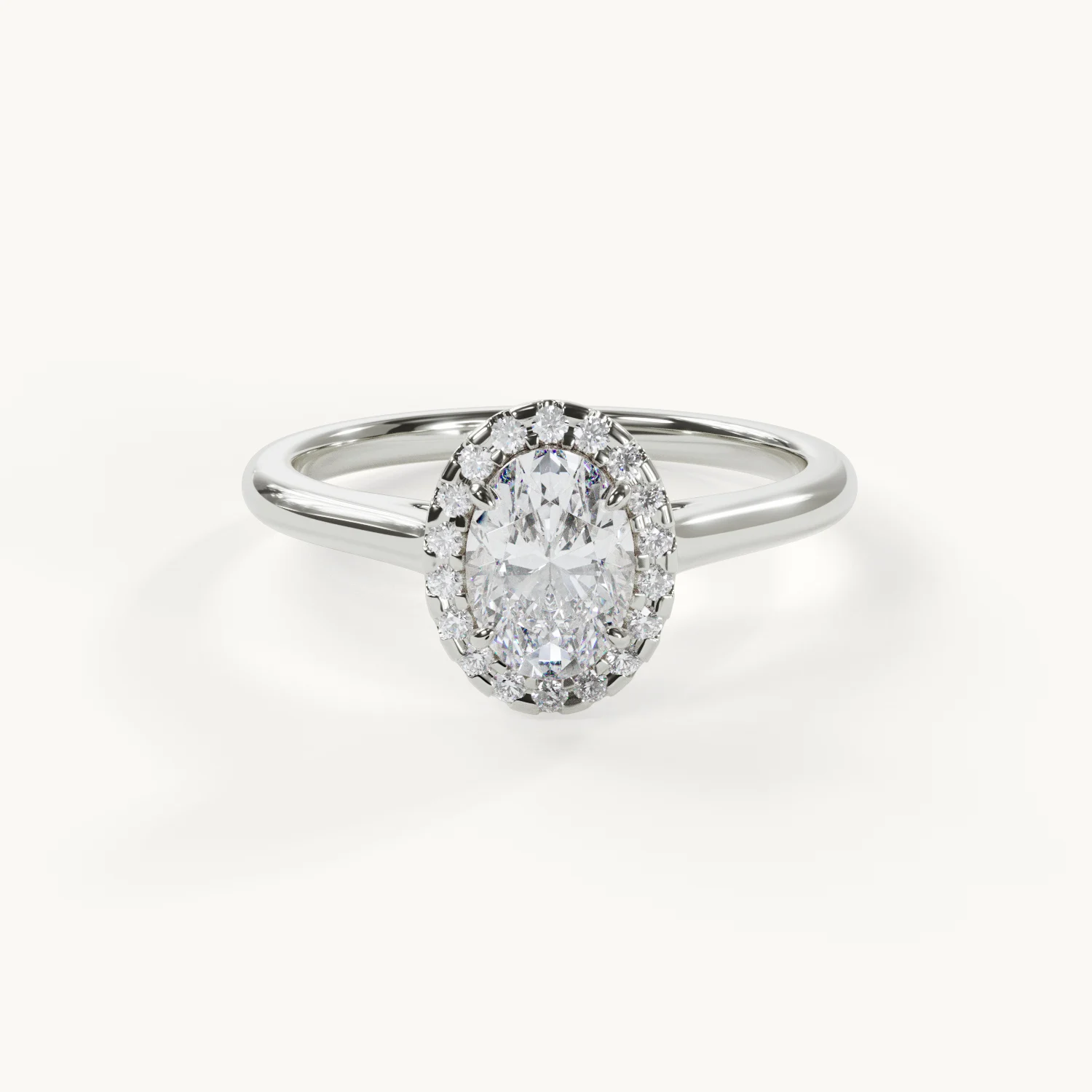 Céleste Amour ovaler Halo Verlobungsring 1 ct Weißgold