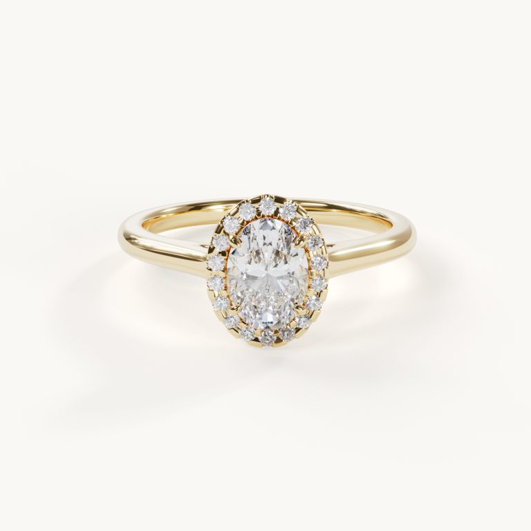 Céleste Amour ovale halo-verlovingsring 1 ct geelgoud