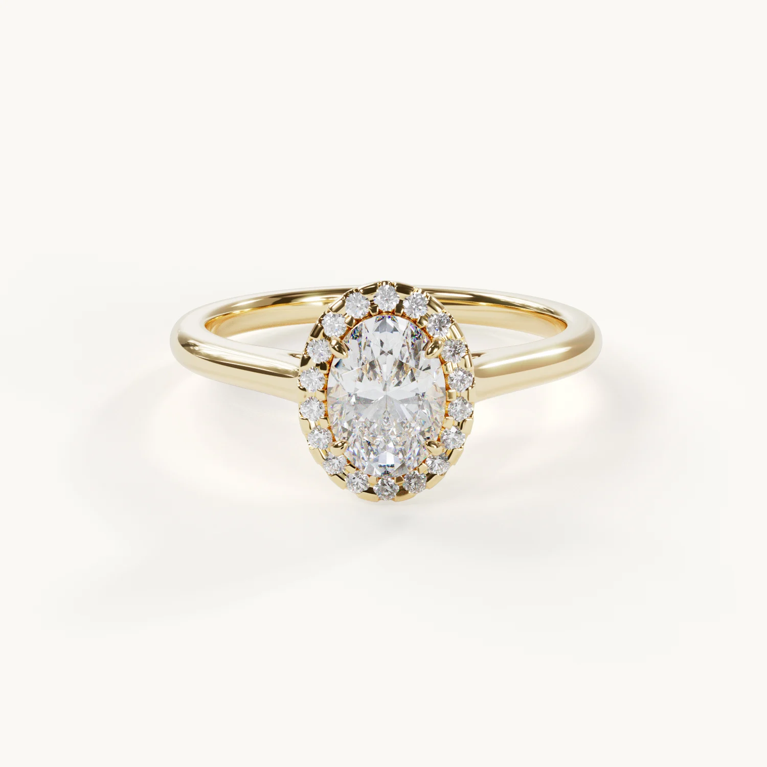 Céleste Amour Oval Halo Engagement Ring, 1 ct, Yellow Gold