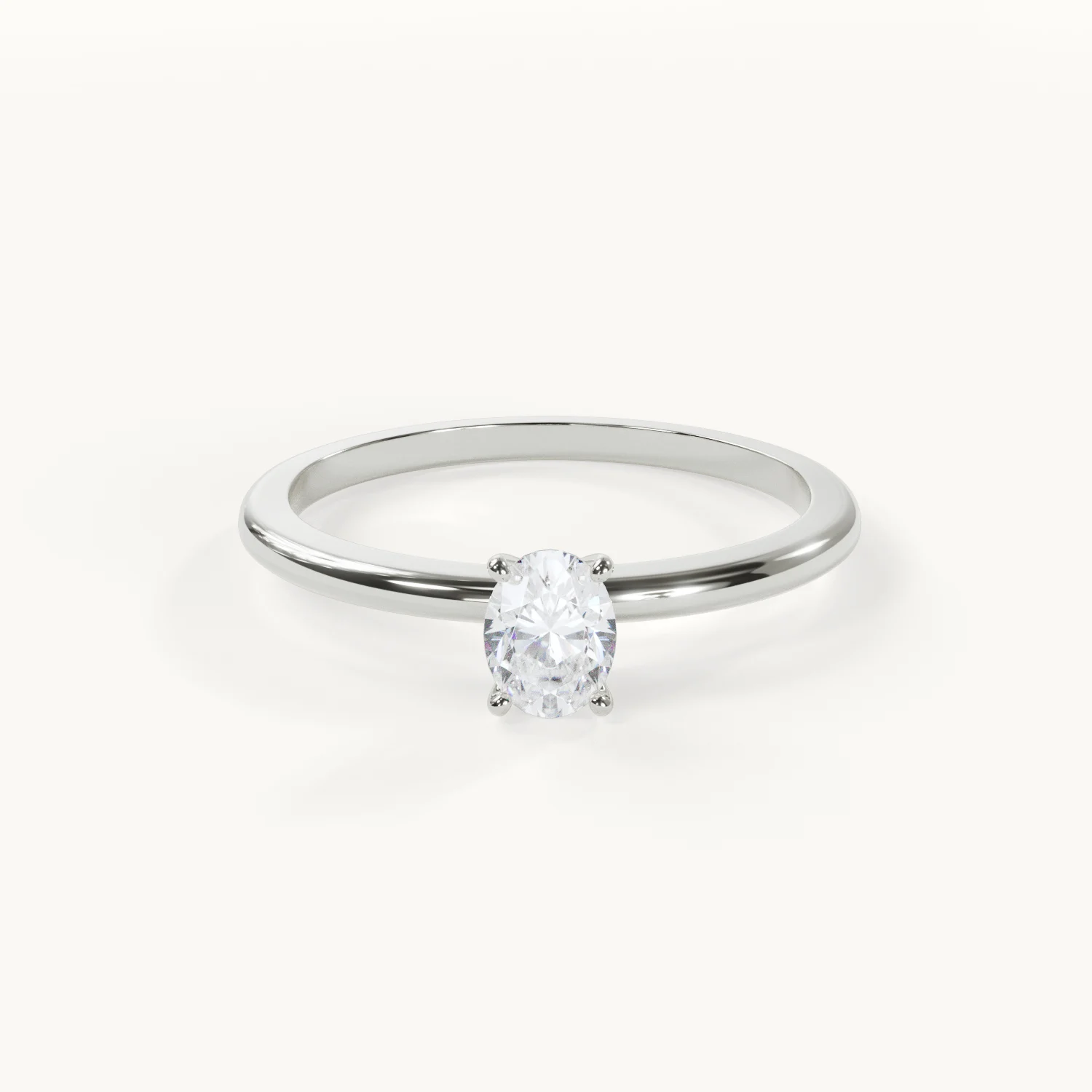 Elegance Petite - Ovaler Solitär Ring - Weißgold / Platin, 0,5 ct.