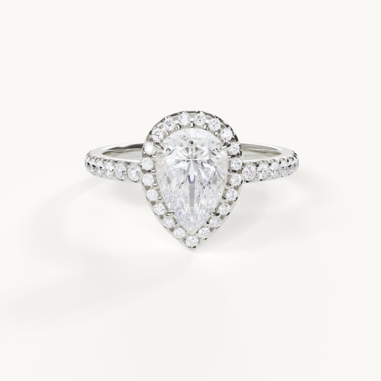 Âme Drops Halo Engagement Ring with Pavé by Velur