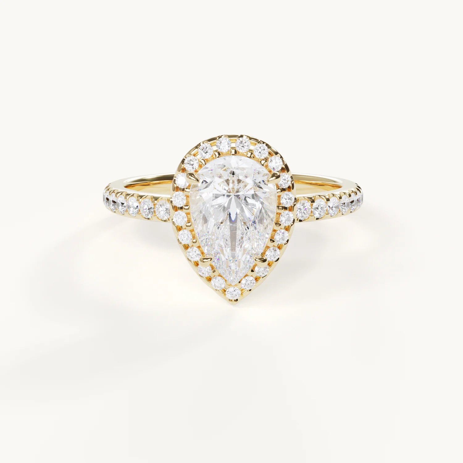 Âme Drops Halo Engagement Ring with Pavé by Velur