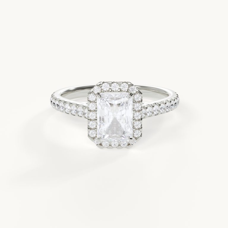 Lorie Radiant Halo Engagement Ring with Pavé by Velur