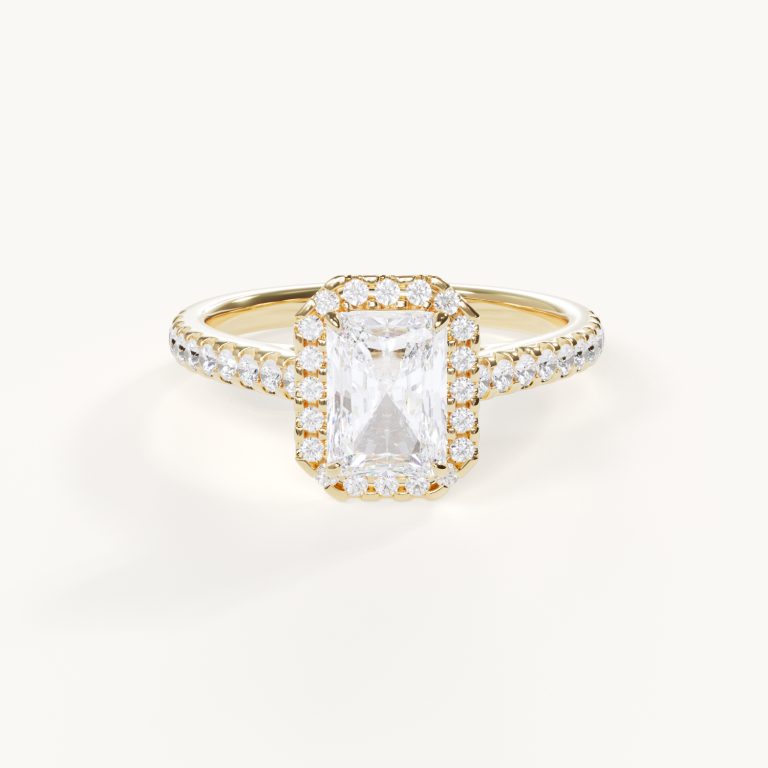Lorie Radiant Halo-verlovingsring met pavé van Velur