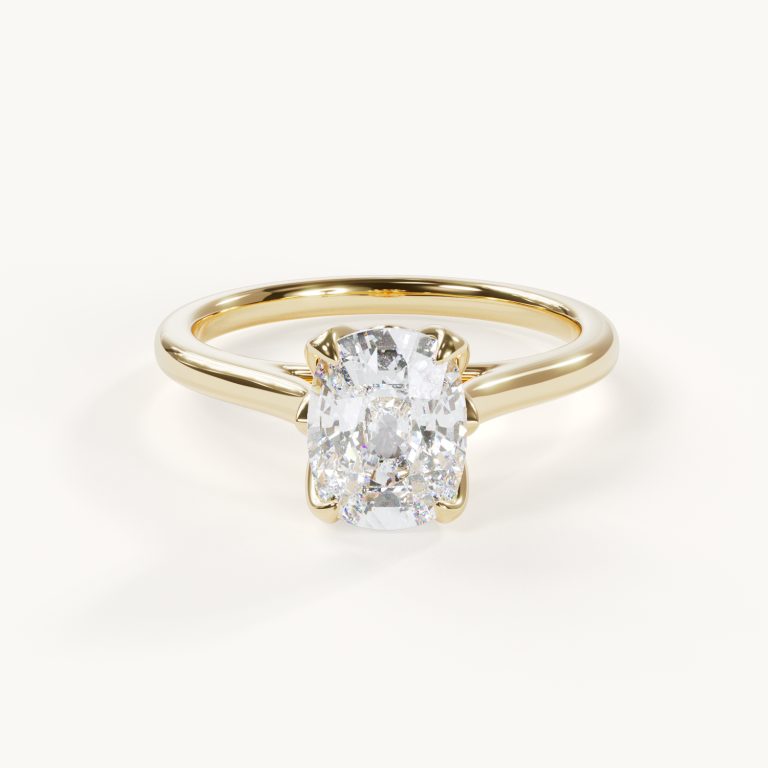 Florale Ange - Cushion solitaire ring met tulpvormige zetting