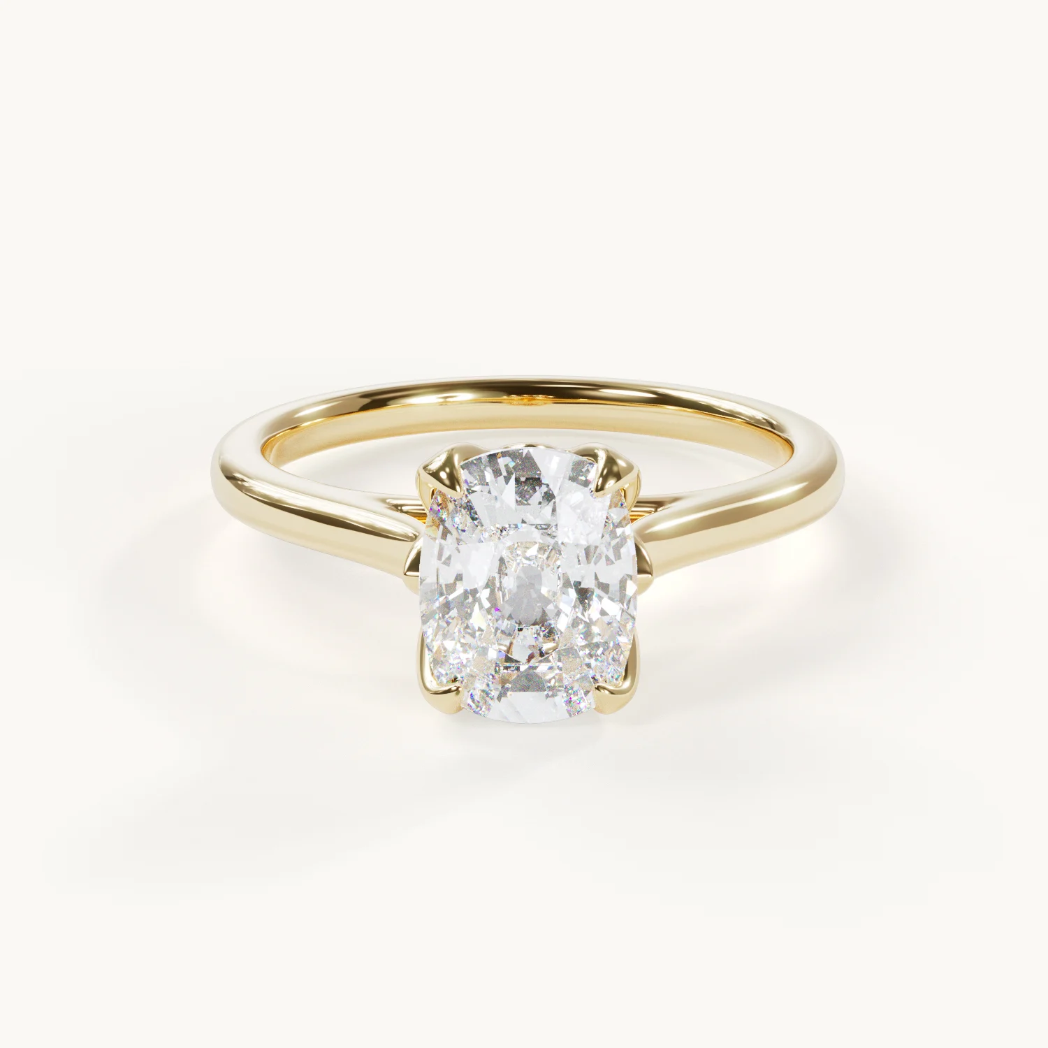 Florale Ange - Cushion Solitaire Ring with Tulip Setting