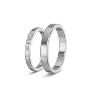 Diadème – Wedding Bands in 585 White Gold with 5 Lab-Grown Diamonds