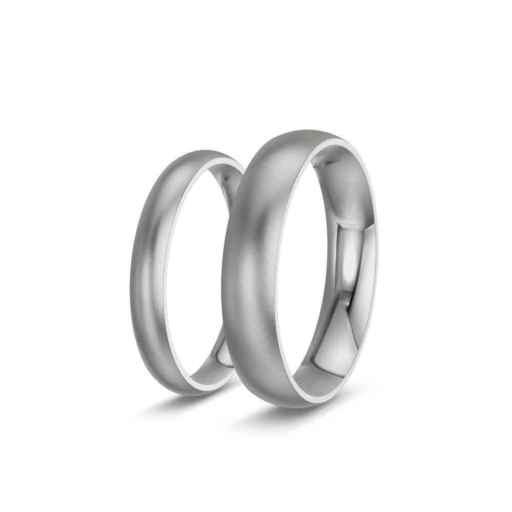 Moderne – Sandmatte Trauringe 585 Weißgold