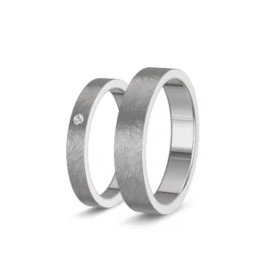 Givre – Ice Mat Wedding Bands in 585 White Gold with a Lab-Grown Diamond