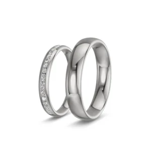 Suspendu – Memoire Wedding Bands in 585 White Gold with 20 Lab-Grown Diamonds