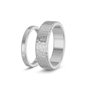 Platine Sculpté – 950 Platinum Wedding Bands with a Hammered Finish