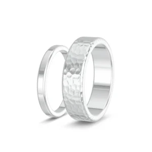 Brut – Wedding Bands in 925 Silver with a Hammered Finish