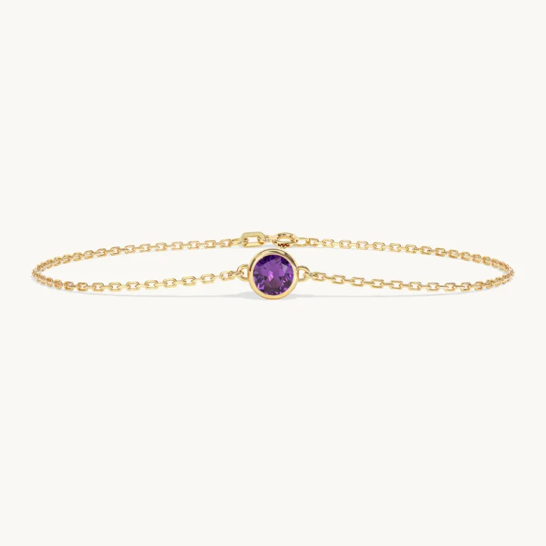 Liora-armband met geboortesteen en amethist in geelgoud