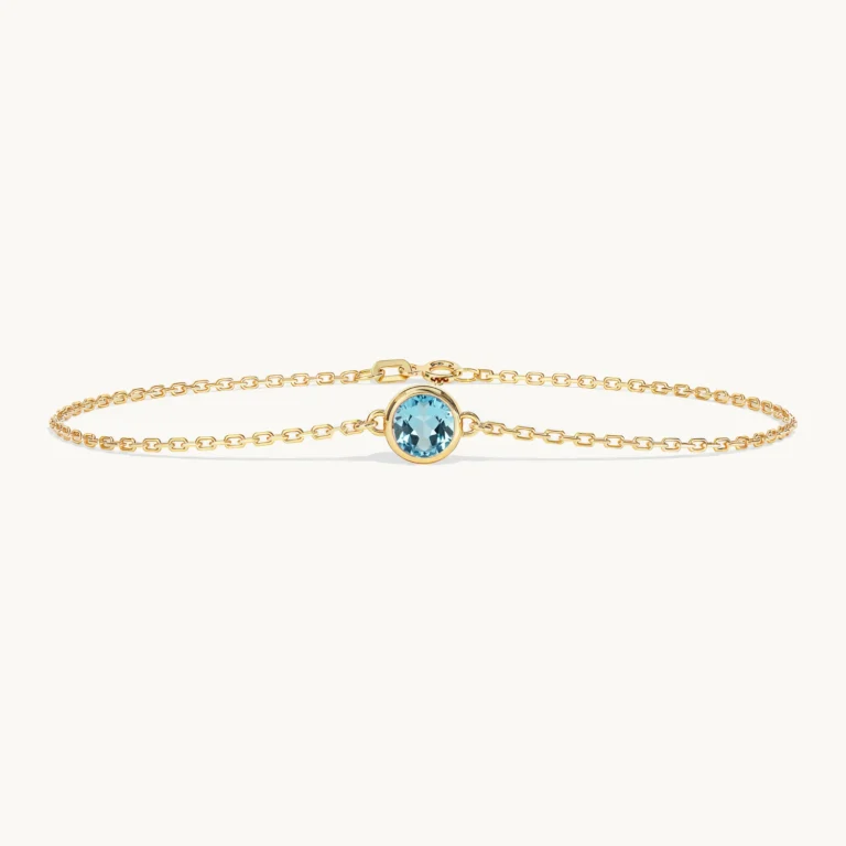 Liora-armband met geboortesteen en aquamarijn in geelgoud