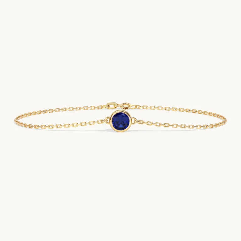 Liora-armband met geboortesteen en blauwe saffier in geelgoud