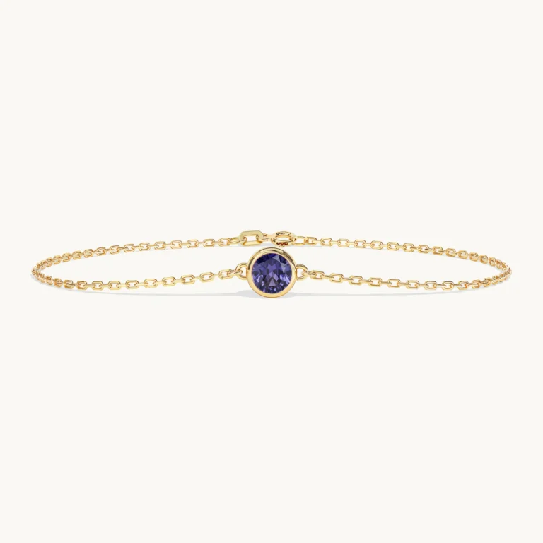 Liora Geburtsstein Armband mit Tansanit in Gelbgold