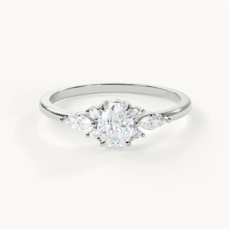 Muse Lumière Engagement Ring with an oval 0.5-ct. centre stone in white gold or platinum – Front view
