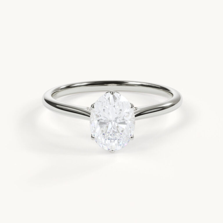 Juliette - Oval Solitaire Ring with Tulip Setting - White Gold / Platinum, 1.5 ct.