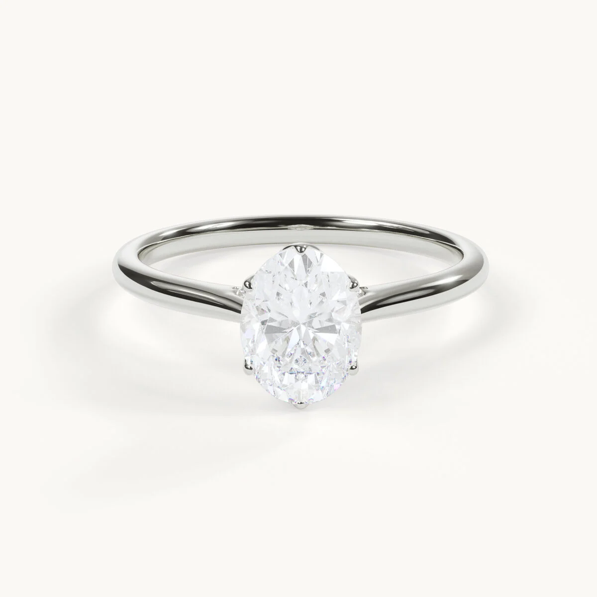 Juliette - Ovaler Solitär Ring mit Tulpenfassung - Weißgold / Platin, 1,5 ct.