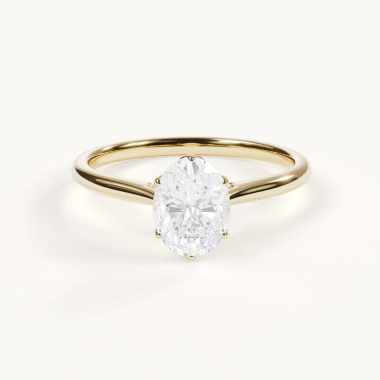 Juliette - Ovale solitaire ring met tulpvormige zetting
