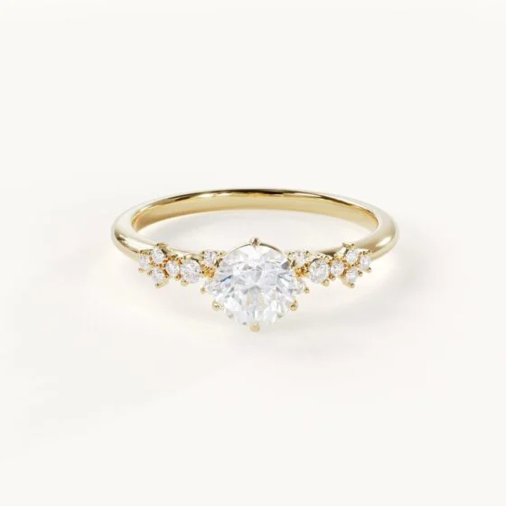 Homepage NEW disign 10 Petit Jardin Engagement Ring, 0.5 ct, in Yellow Gold