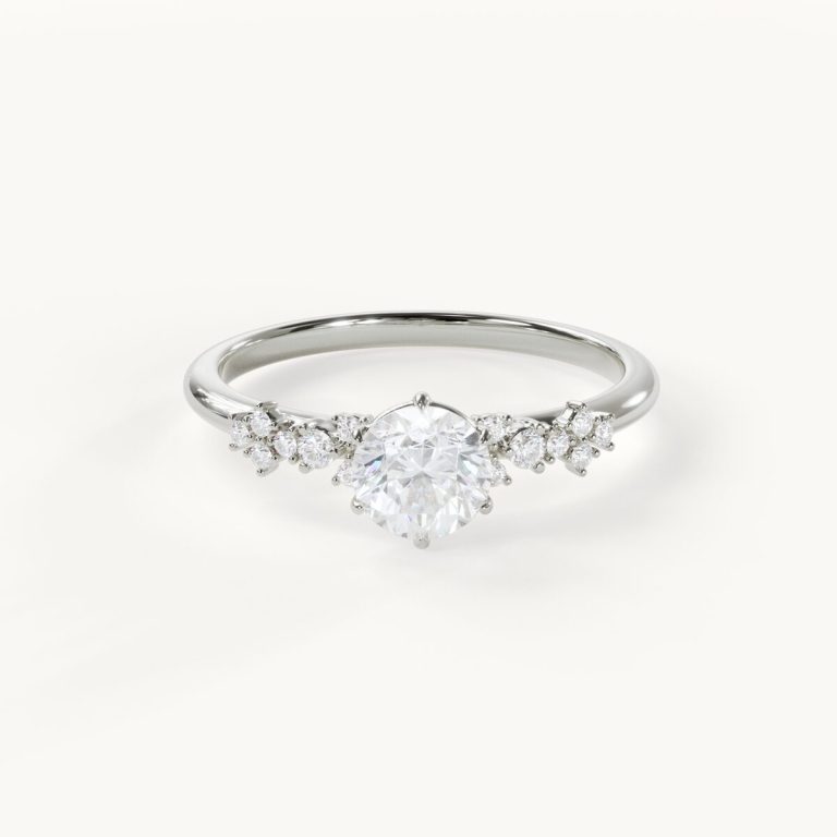 Petit Jardin Engagement Ring, 0.5 ct, in White Gold