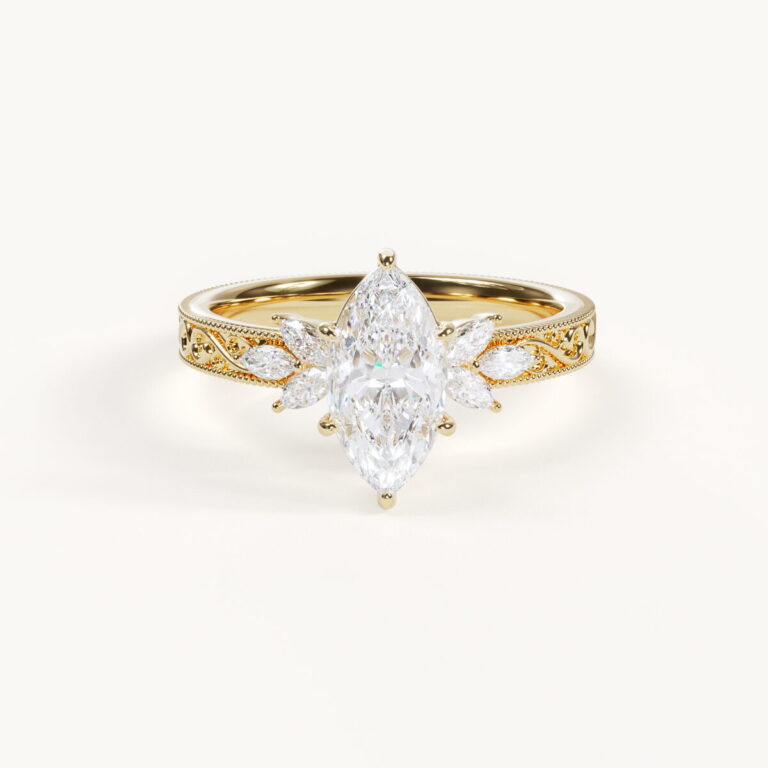 Allée en Fleur Marquise verlovingsring in geelgoud