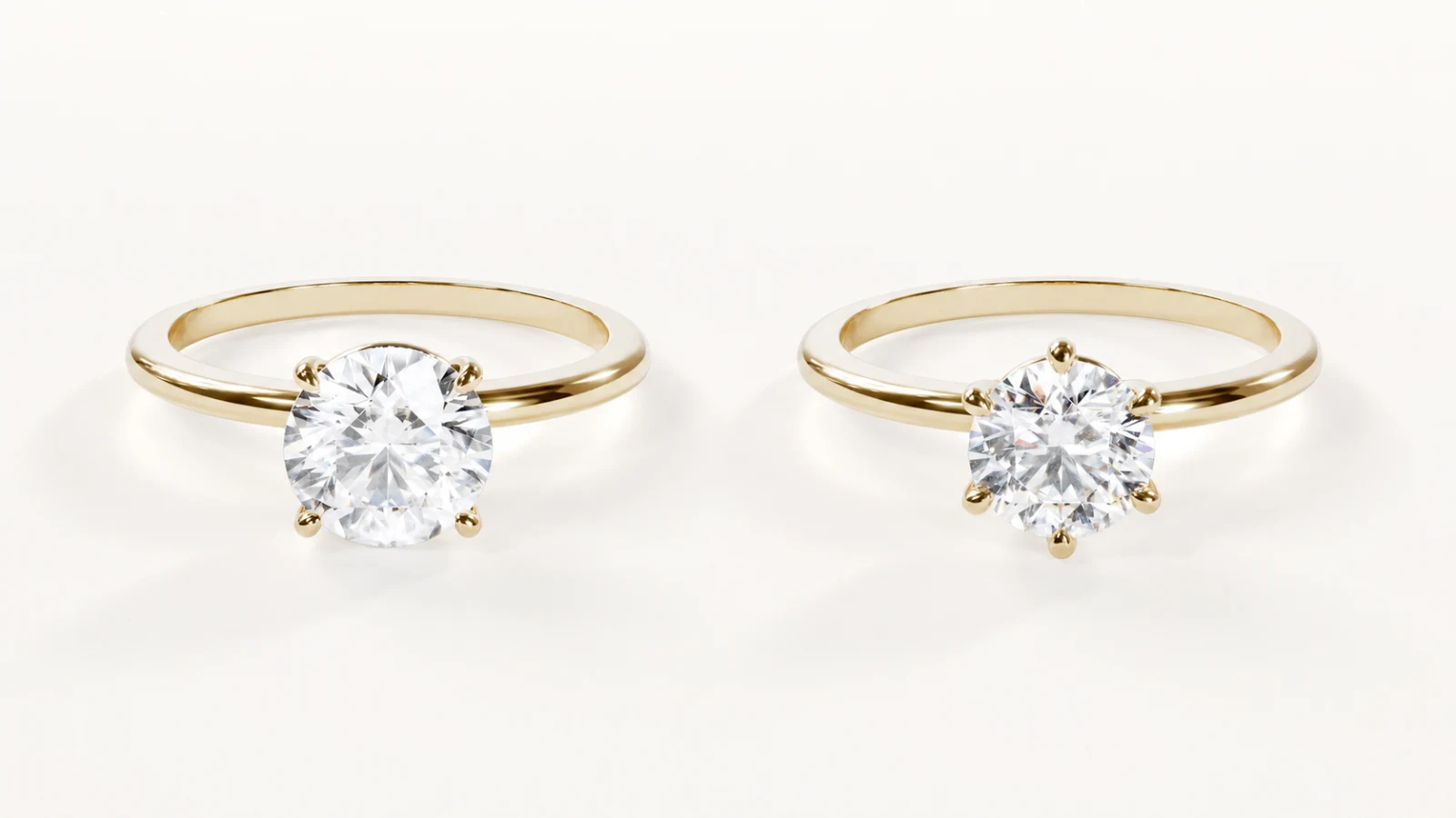 Vergleich eines Rings mit vier Krappen links und sechs Krappen rechts