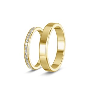 Couronne – Vollmemoire-Trauringe 585 Gelbgold mit 39 Labor-Brillanten