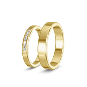 Carré – Trauringe 585 Gelbgold mit 7 Labor-Brillanten