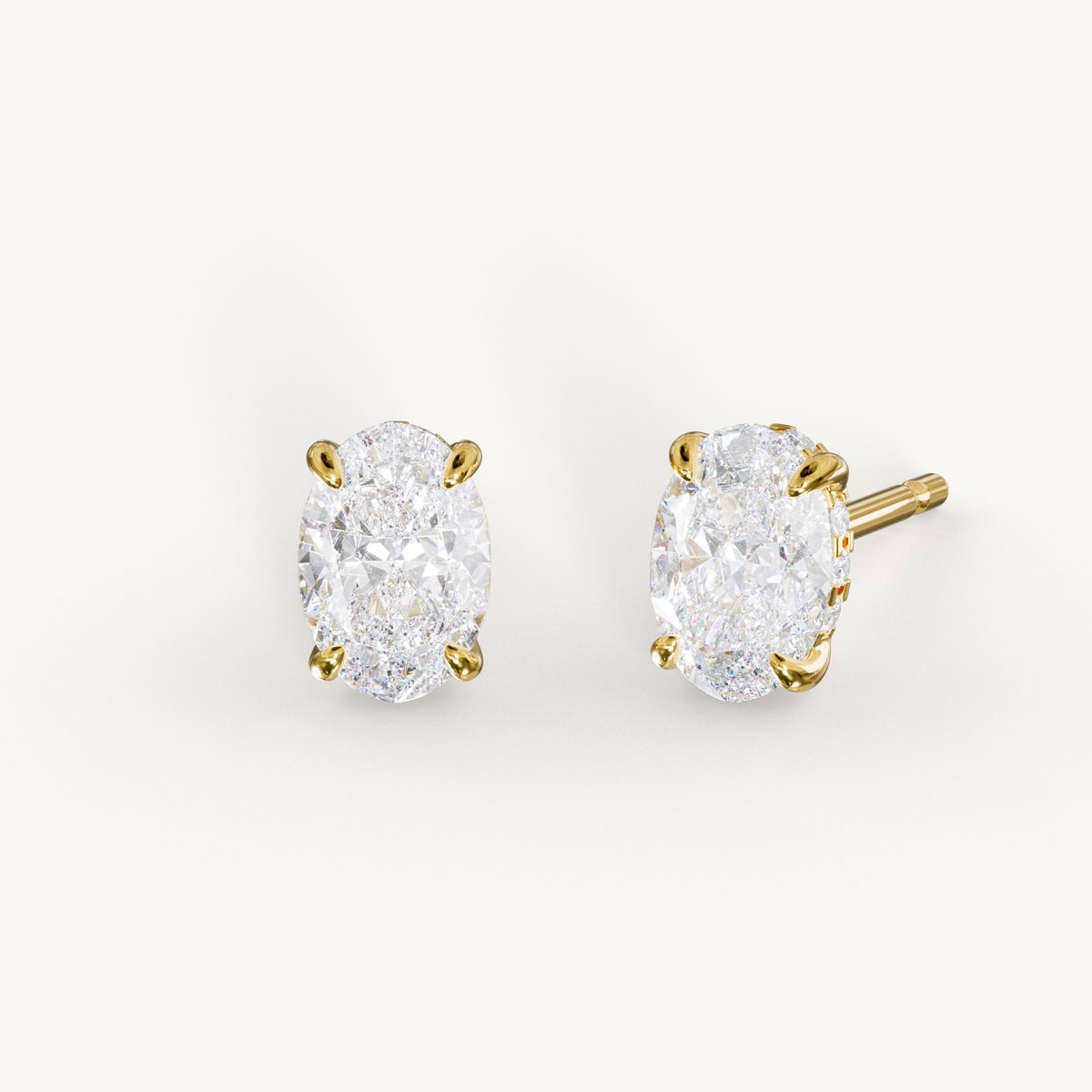 Jade - Oval Diamond Stud Earrings