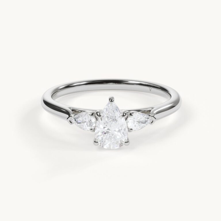 Liora - Drop Trilogy Ring - White Gold / Platinum, 0.5 ct.