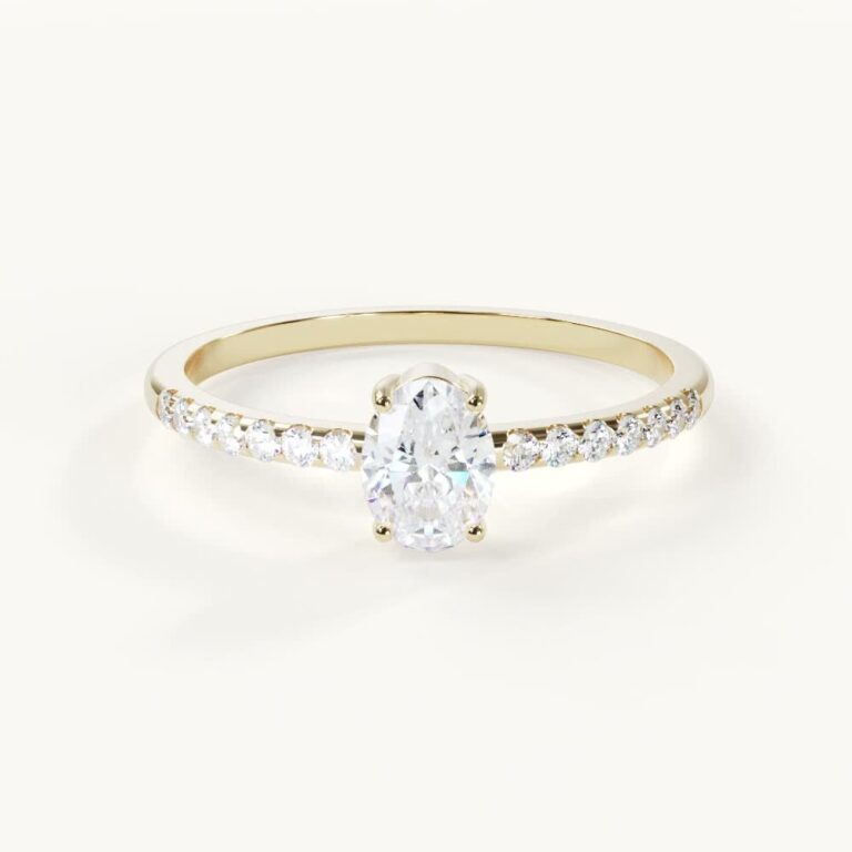 Aveline Lumière - Oval with pavé setting - Yellow gold, 0.5 ct.
