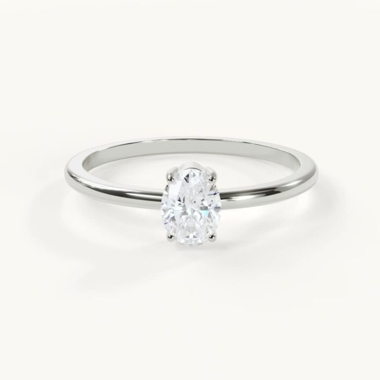 Aveline - Ovaler Solitär Ring - Weißgold / Platin, 0,5 ct.