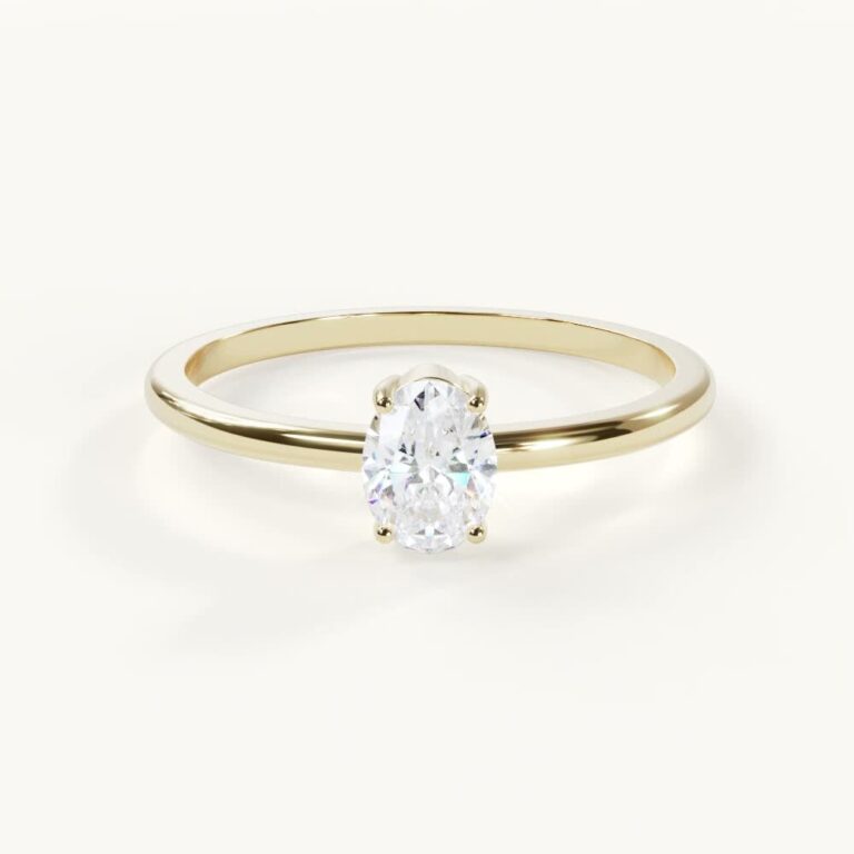 Aveline - Oval Solitaire Ring - Yellow Gold, 0.5 ct.