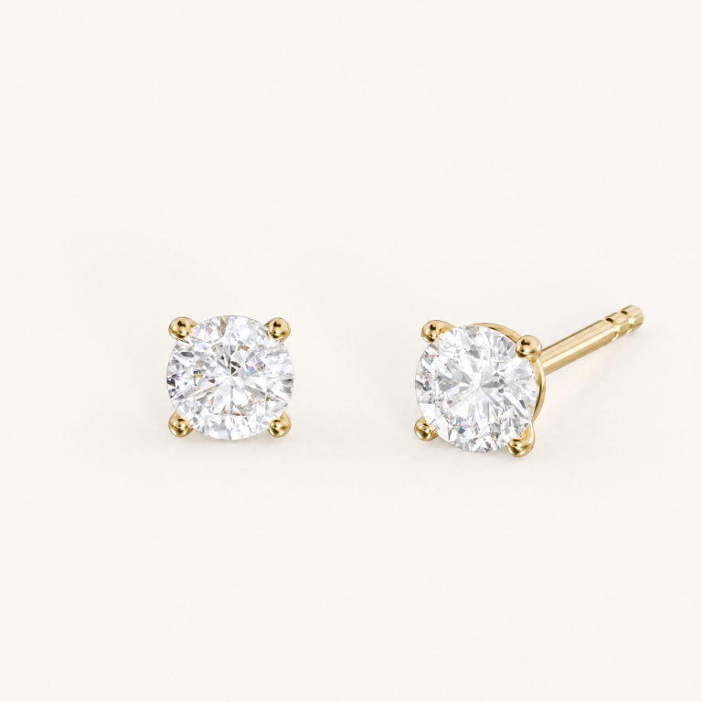 Élia Petite Ohrstecker in 14K Gelbgold mit rundem Labordiamanten