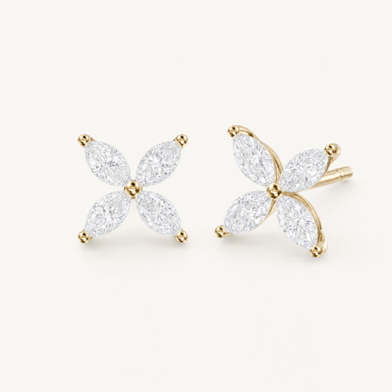 Fleur de Lumière Ohrstecker in 14K Gelbgold mit floraler Steinanordnung