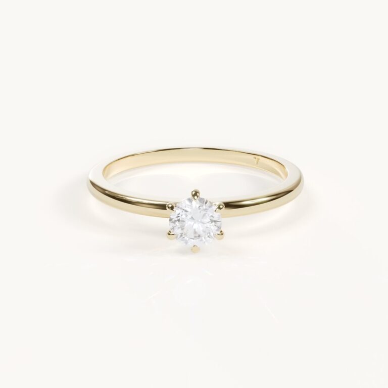 Lili - Rundschliff Solitär Verlobungsring - Gelbgold, 0,3 ct.