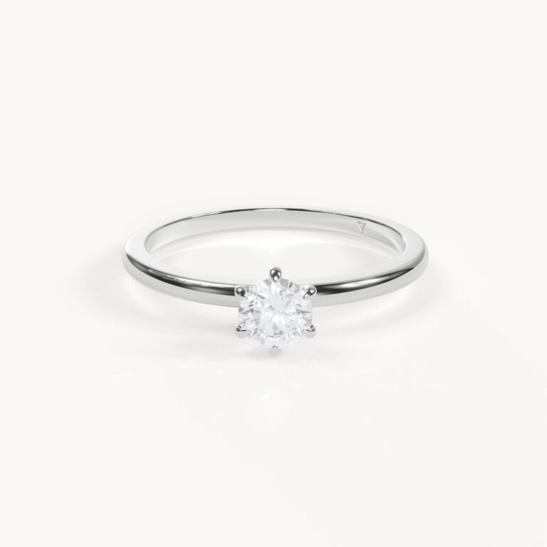 Lili - Rundschliff Solitär Verlobungsring - Weißgold / Platin, 0,3 ct.