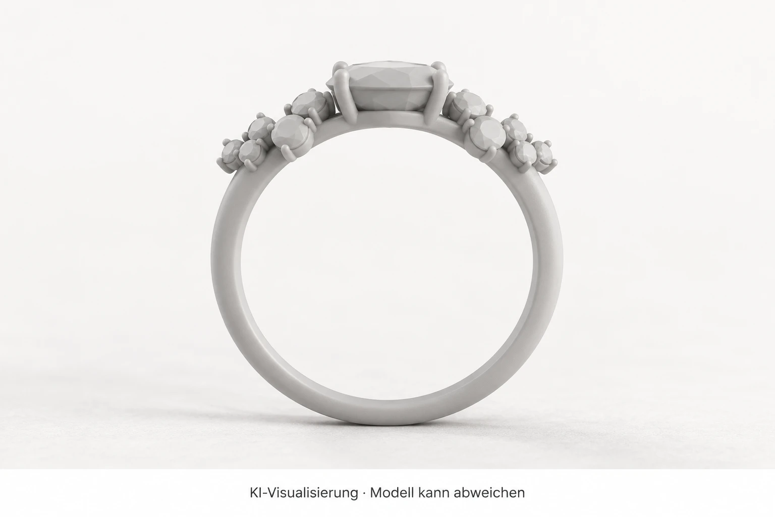 KI-Visualisierung eines Kunstharz-Ringmodells in seitlicher Ansicht