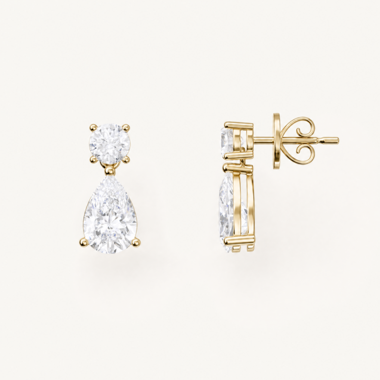 Jacqueline Ohrstecker in 14K Gelbgold mit Rund- und Tropfensteinen