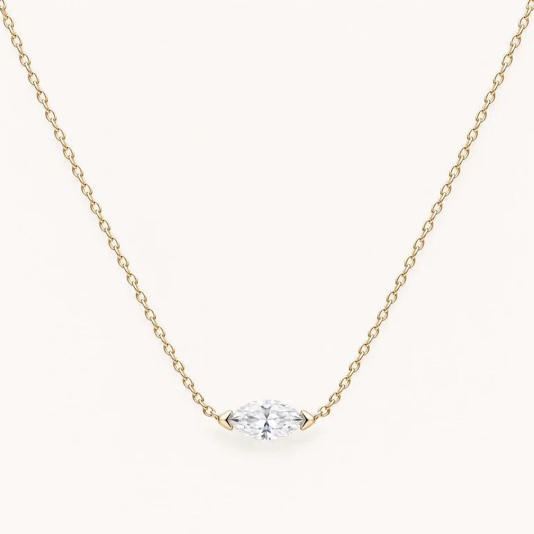 Tiny Marquise in 14K yellow gold: Necklace with a marquise-cut lab-grown diamond and a 0.7-mm chain